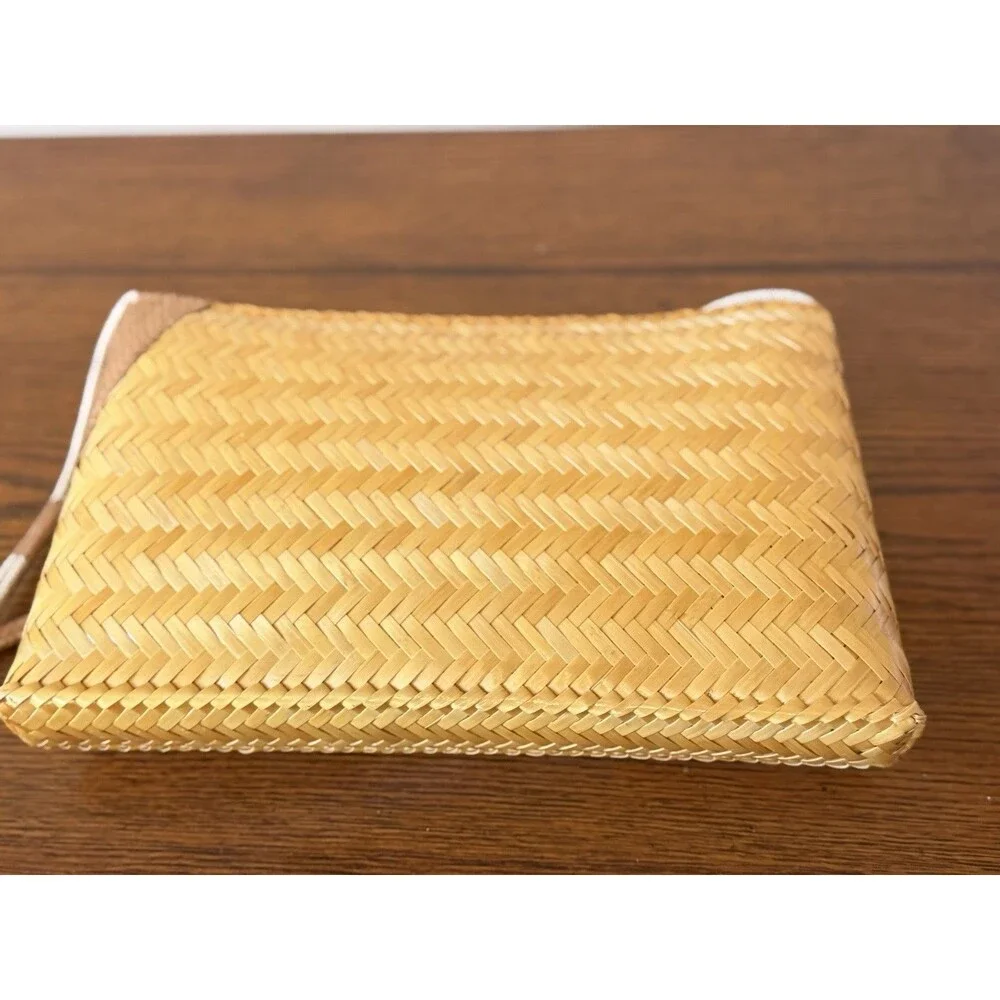 Vintage Georgetown Leather Design Straw Tan Leather Appliqué Purse Shoulder Bag
